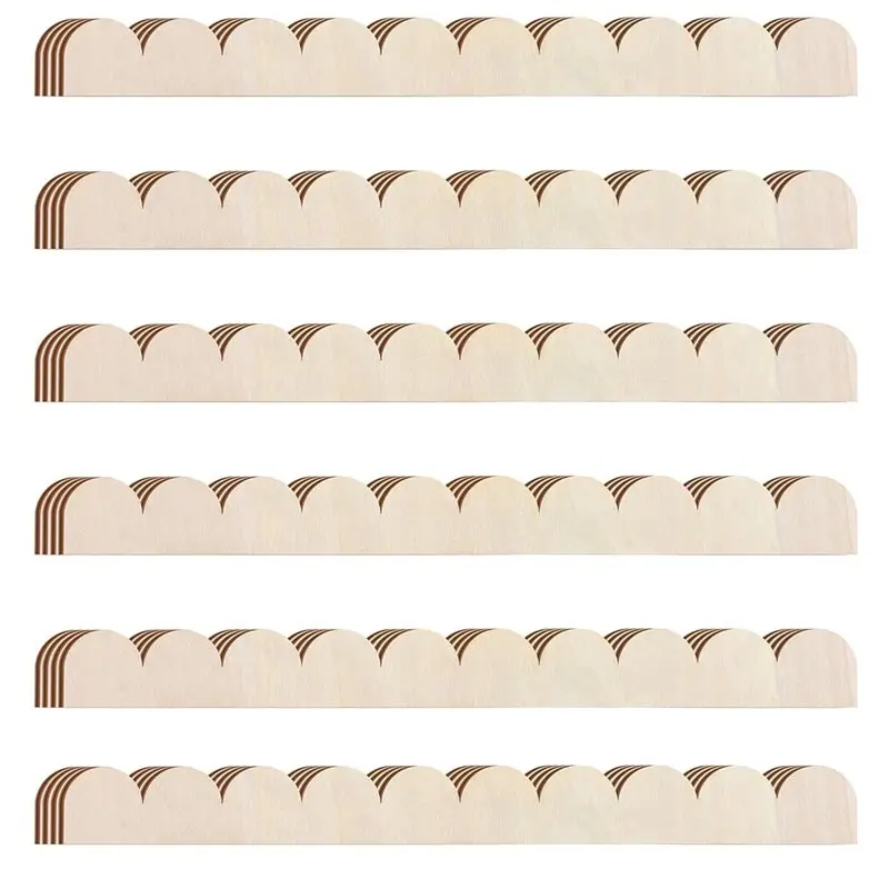 

A59Z-Unfinished Decorative Wood Trim 24Pcs Scalloped Moldings DIY For Home Wall Cabinet Shelf Projects