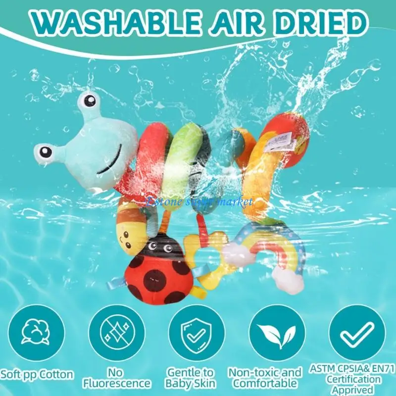 Jouet interactif suspendu en forme d'escargot 090B, hochet en tissu Design enveloppé coloré, aide à l'apprentissage précoce