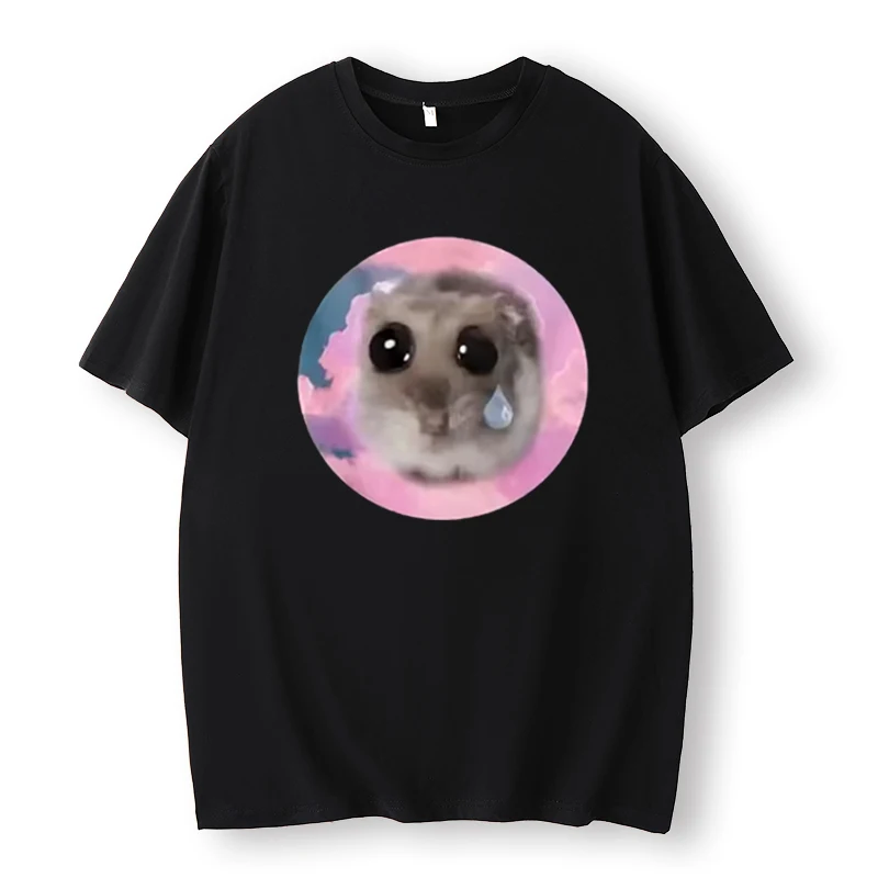 Funny Sad Hamster Meme Crying Big Eyes Cute Mouse T-Shirt,Men Women Fashion Kawaii ,Sad Hamster T-Shirt,Harajuku Streetwear Tops