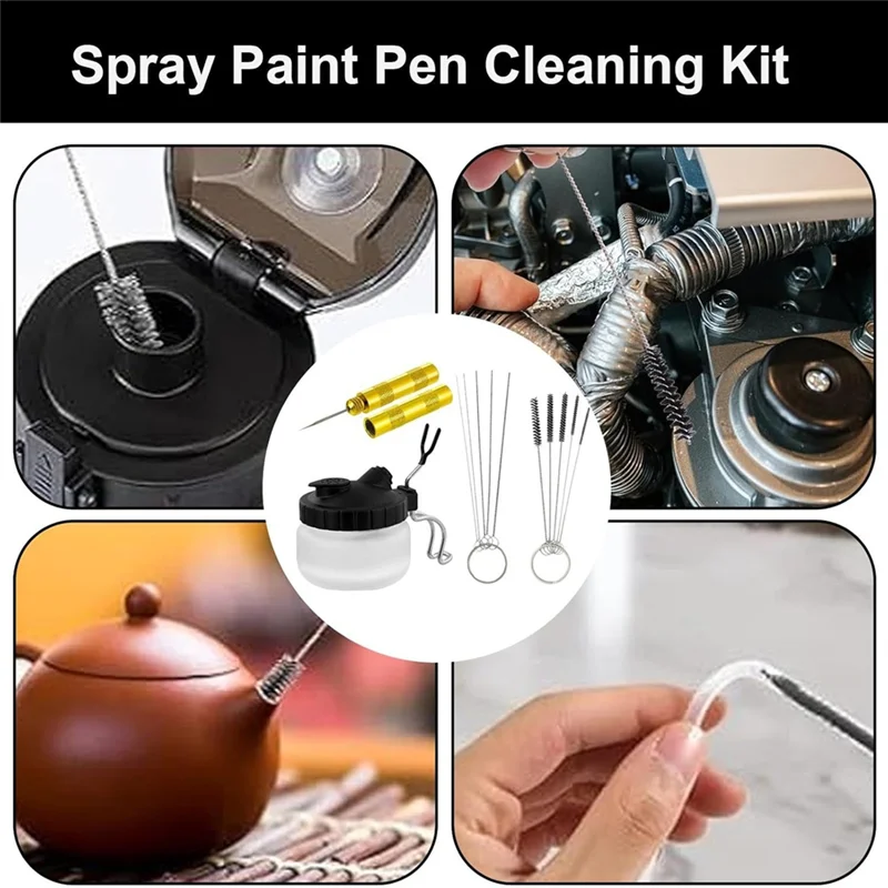 

Airbrush Cleaning Needles - Cleaning Brushes,Cleaning Can, Cleaning Pot Jar, Dredging Needles Kit For Residual Paint Ink