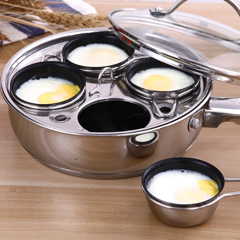 Stainless Steel Egg Steamer Multifunctional Egg Boiling Pot Frying and Steaming Multi-purpose Induction Cooker Universal