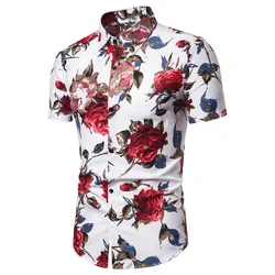 New Summer Floral Shirt For Men Hawaiian Style 3d Printed Lapel With Button Short-sleeved Shirts Y2k Vintage Casual Slim Clothes