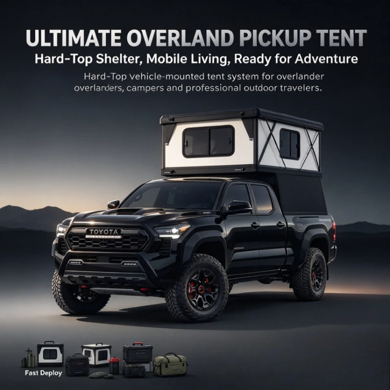 Customized 4x4 Off Road Roof Top Overlanding Tent Camper for Ranger Hard Shell Qian Pop up Camping Tent with Truck Canopy