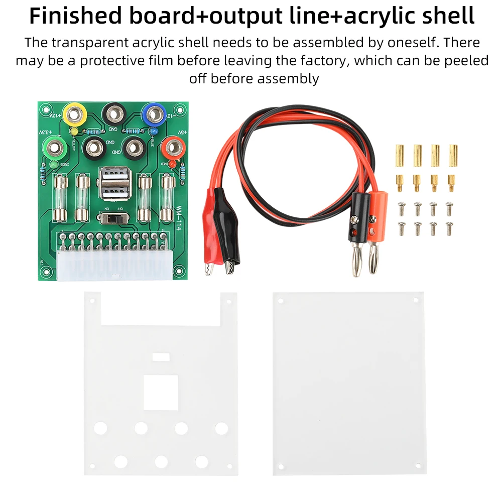 20/24-контактный разъем питания ATX для настольного компьютера, модуль адаптера питания 3,3 В, 5 В, 12 В, 4-цветный светодиодный индикатор дисплея, 4,0 мм, штекер типа «банан» 2 USB