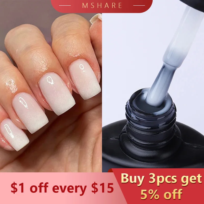 MSHARE Milky White Gel Nail Polish Varnish Soak Off Cured With Nail Lamp UV Lacquer Milk Translucent