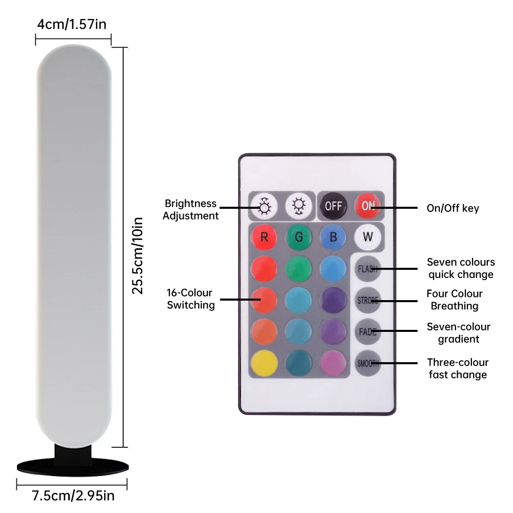 Lampa LED do synchronizacji muzyki Lampa do oświetlenia LED z 16 klawiszami zdalnego sterowania 4 tryby do telewizora na ścianę komputer do gier