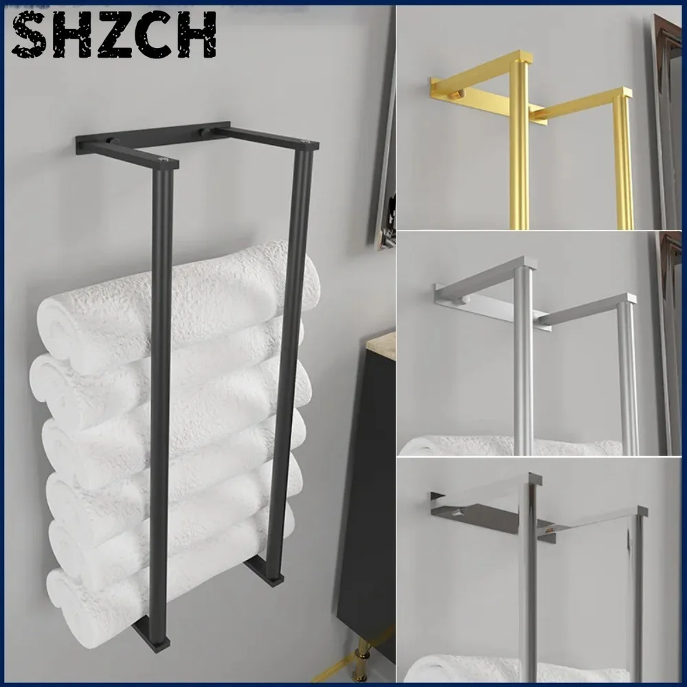 Toallero montado en la pared 73cm para baño, toallero doble varilla, organizador almacenamiento toallas gran capa