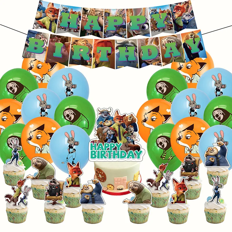 

4pcs Disney Zootopia Plate Cups Napkin Straw Decorations Baby Shower Kids Birthday Party Supplies
