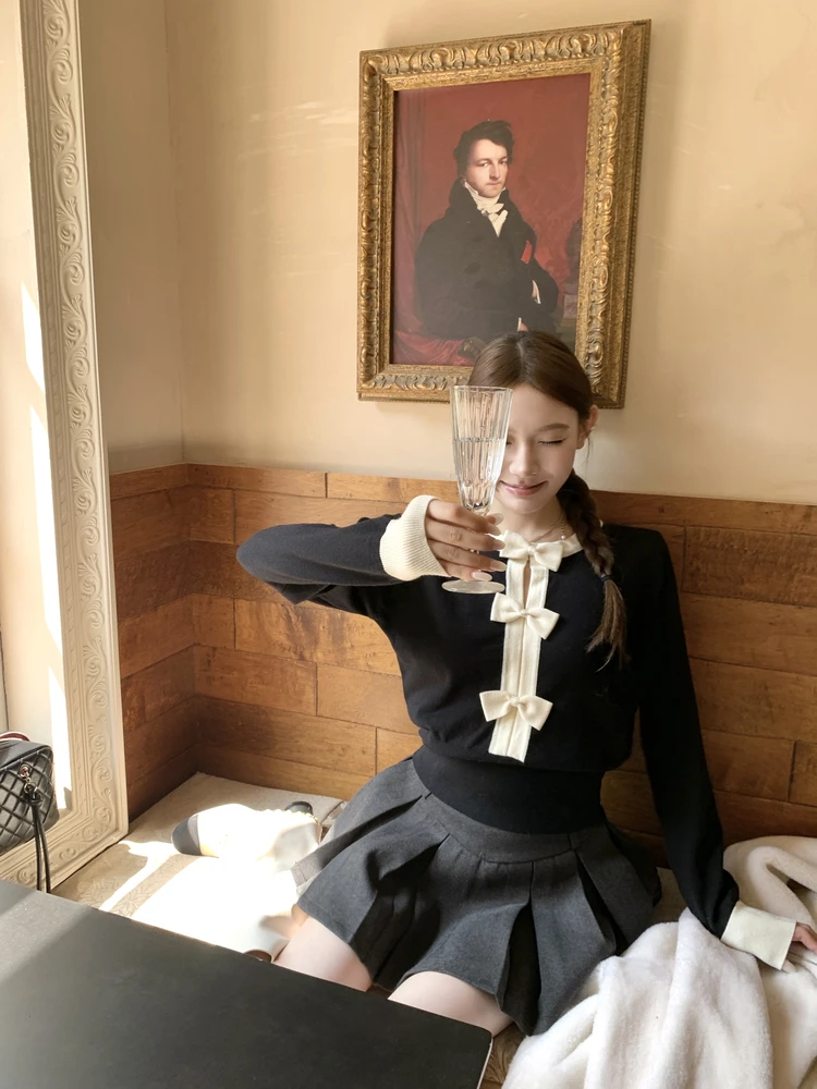 

Юбка женская укороченная из утолщенной шерсти в клетку серии MU, осенне-зимняя, с высокой талией, А-силуэт, средней длины