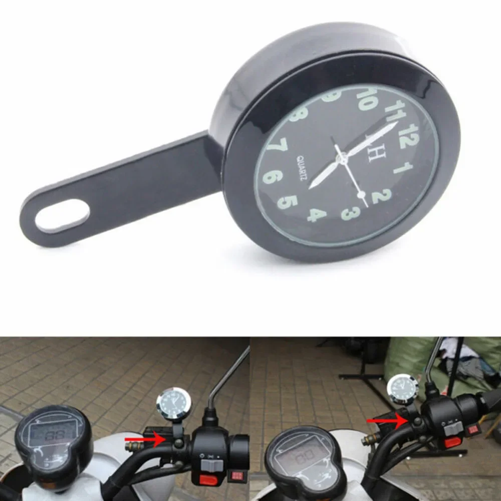 Universal Motorcycle Bike Handlebar Mount Waterproof Clock Watch Aluminum Luminous Clock For 6 Mm Brake Lever Bolts Clock