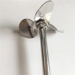 Sus 304 Stainless Steel Paint Propeller With Rod,3 Leaf Blade Paint Agitator Propeller, stirer for mix machine, paddle with rod