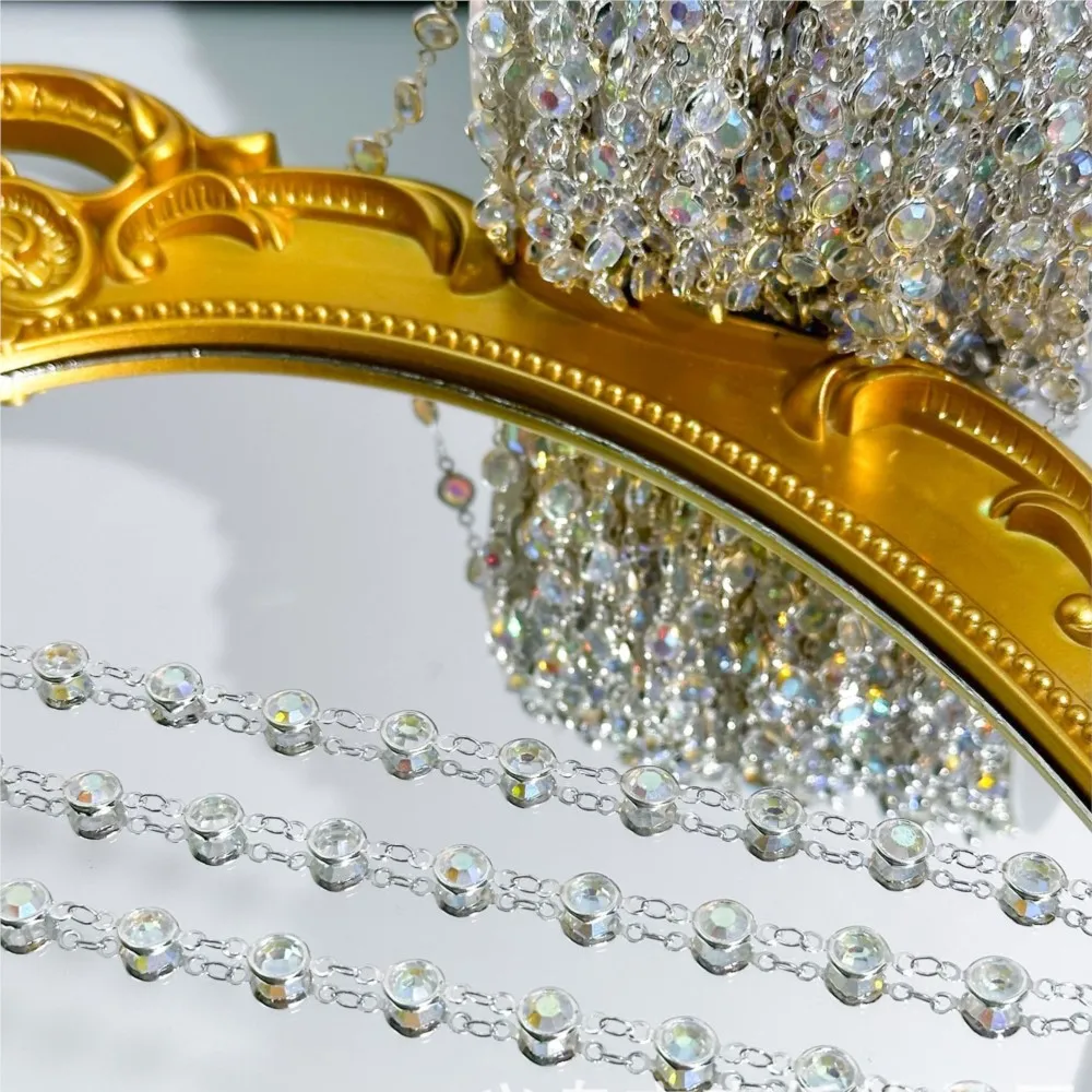 0.5Meter/1Meter Colorful Rhinestone Jewelry Chain Gold Plated Brass Chain for Jewelry Making Necklace Bracelet Accessories Craft view 5