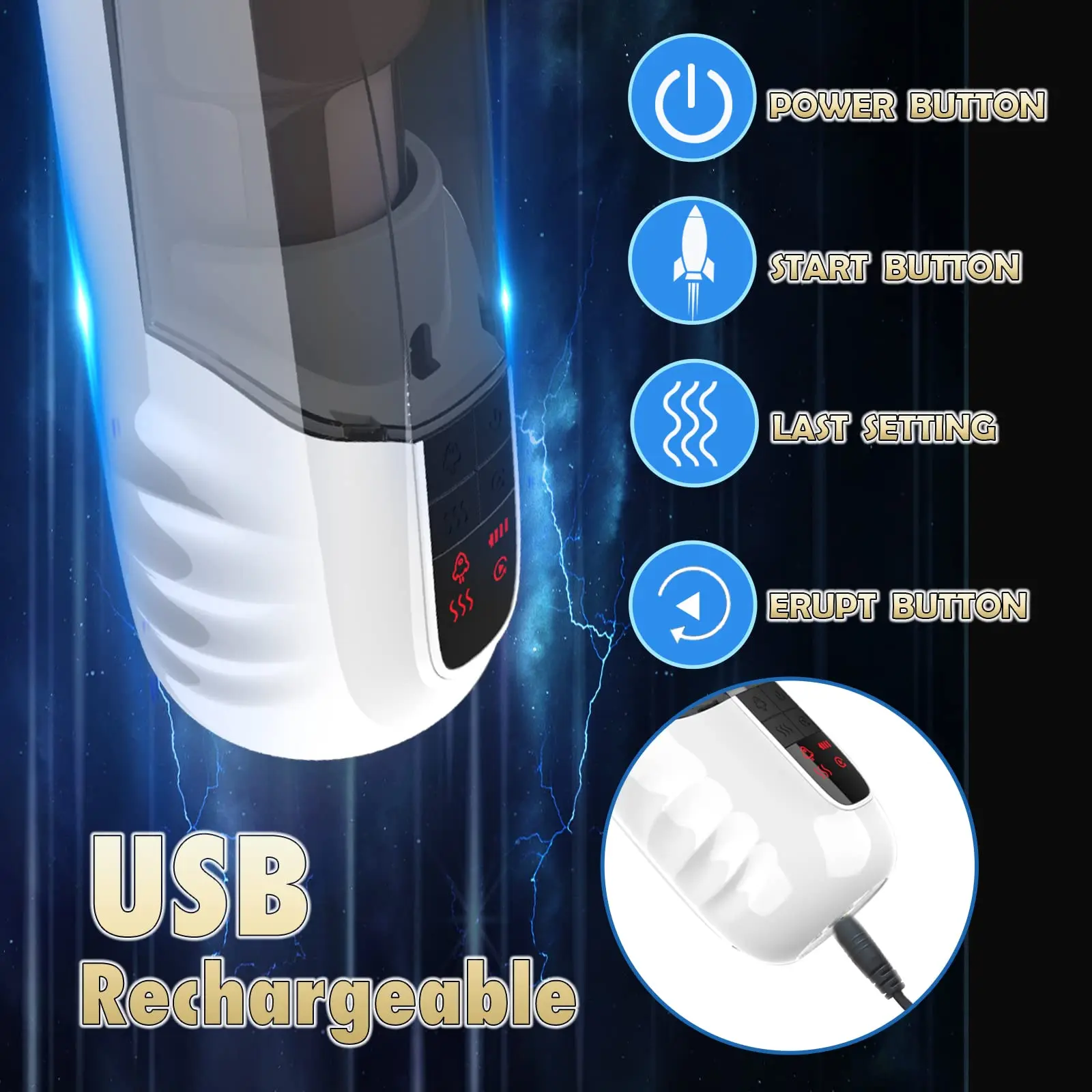 Automatic Male Masturbator Cup with 10 Thrusting & Rotating Modes for Penis Stimulation, Electric Pocket Pussy Male Stroker