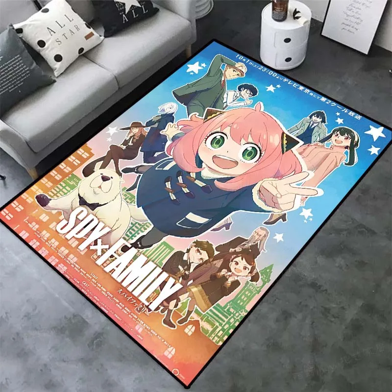 Cute Kawaii S-SPY-X-FAMILY NonSlip Area Rug for Living Room,Bedroom,Playroom,Kitchen,Door Floor Mat Home Decor Rug Gift Alfombra