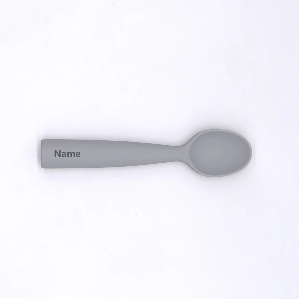 Silicone Spoon Personalized Custom Name Silicone Material Soft Spoon Baby Practice Use Suitable image 6