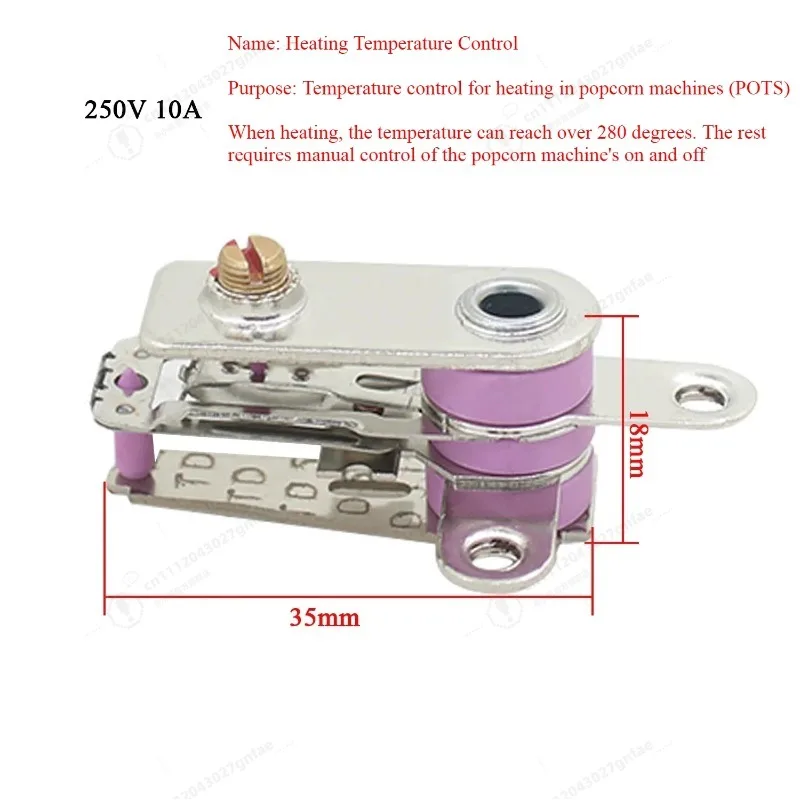 1pc 10A 250V Popcorn machine temperature controller switch for commercial popcorn maker temperature control thermostat fittings