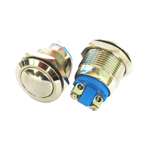 파손 방지 금속 금속 푸시 버튼, 방수 자동차 스위치, 자체 복귀, 50 개, 19mm, 3A, 250VAC