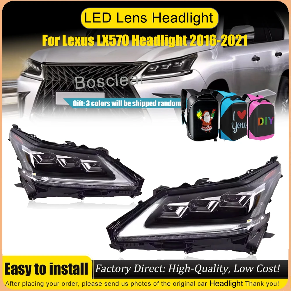 

Автомобильные фары для Lexus LX LX570, фары 2016-2020, светодиодные фары для проектора, дневные ходовые динамические сигнальные лампы, автоаксессуары