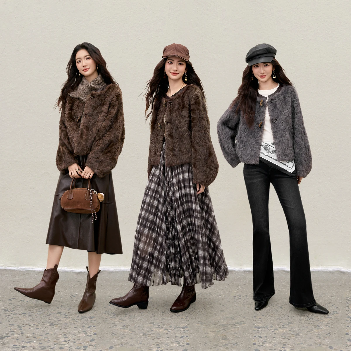 SENTUBILA Warm Popular Faux Fur Jacket Women 2025 New Winter Thick Short Jacket with Buttons Outerwear Casual W54PD4850