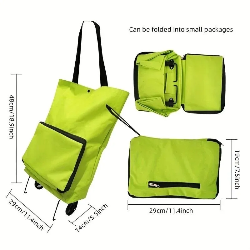 Nuova borsa per la spesa pieghevole Carrello per la spesa pieghevole Carrello per la spesa per rimorchiatore Borsa riutilizzabile Borsa verde ad