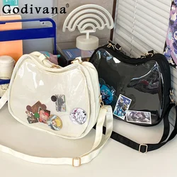 Japanische transparente Itabag Frauen Handtaschen Abzeichen große Kapazität Schulter Umhängetasche Bolso schwarz Rucksack