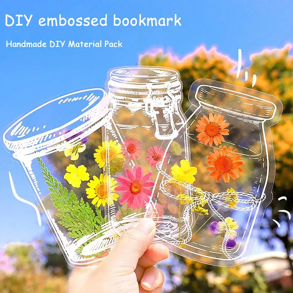 20Pcs 13cm DIY Dried Flower Bookmarks Handmade Transparent Pressed Flower Bookmark Making Kit Clear Jars Sticker Bottle Shape