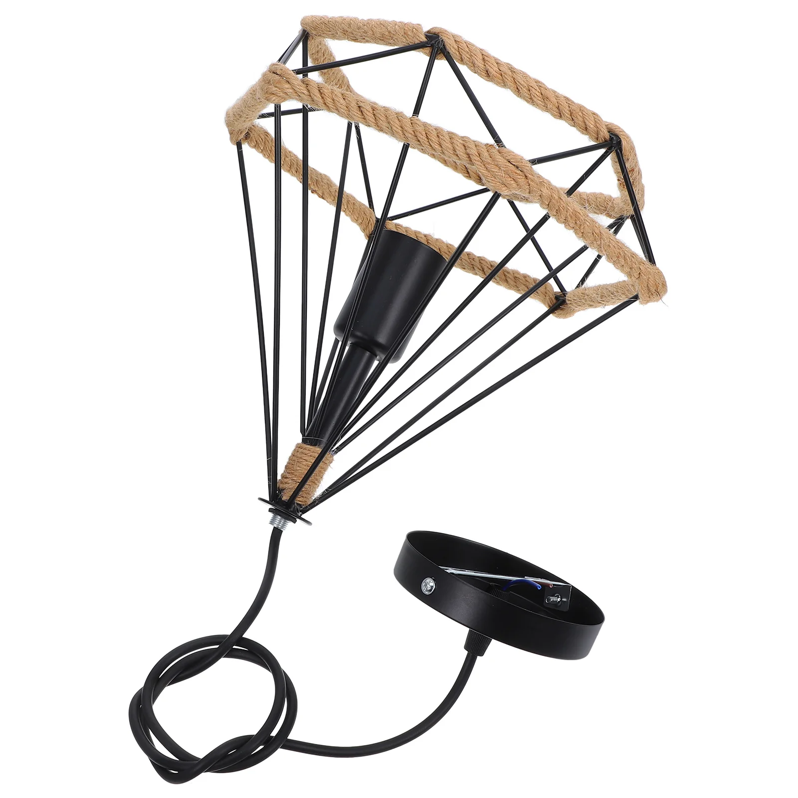 

Wrought Iron Rope Ceiling Lamp Diamond Design Chandelier American Country Industrial for Living Room Dining Room Cafe Pendant