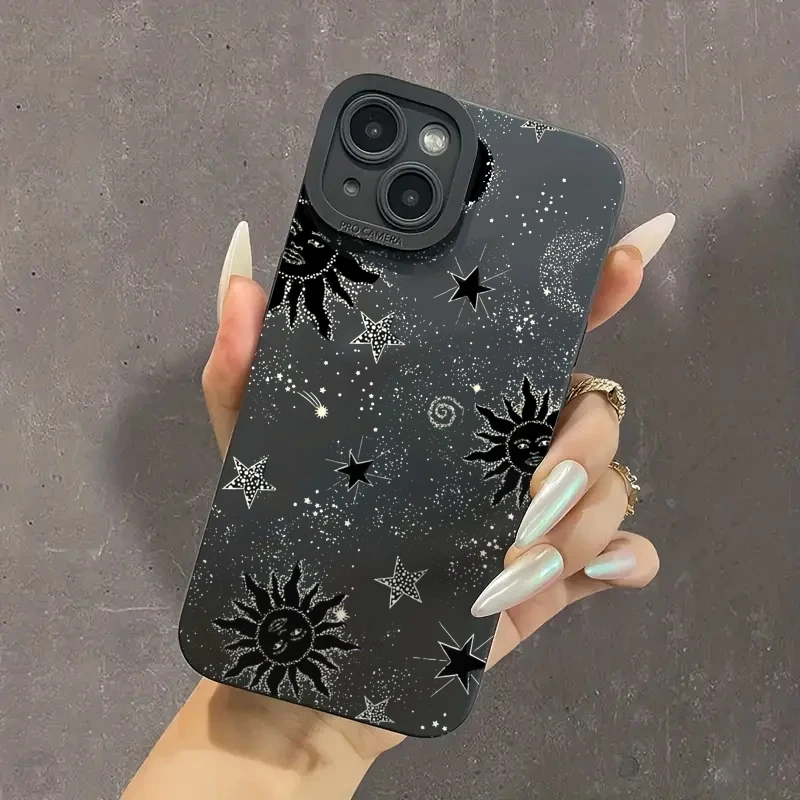 Moon Sun Phone Case for iPhone 16 15 14 13 12 11 Pro Max Mini XR X XS 7 8 15 Plus SE 2020 Shockproof Silicone Soft Covers Fundas