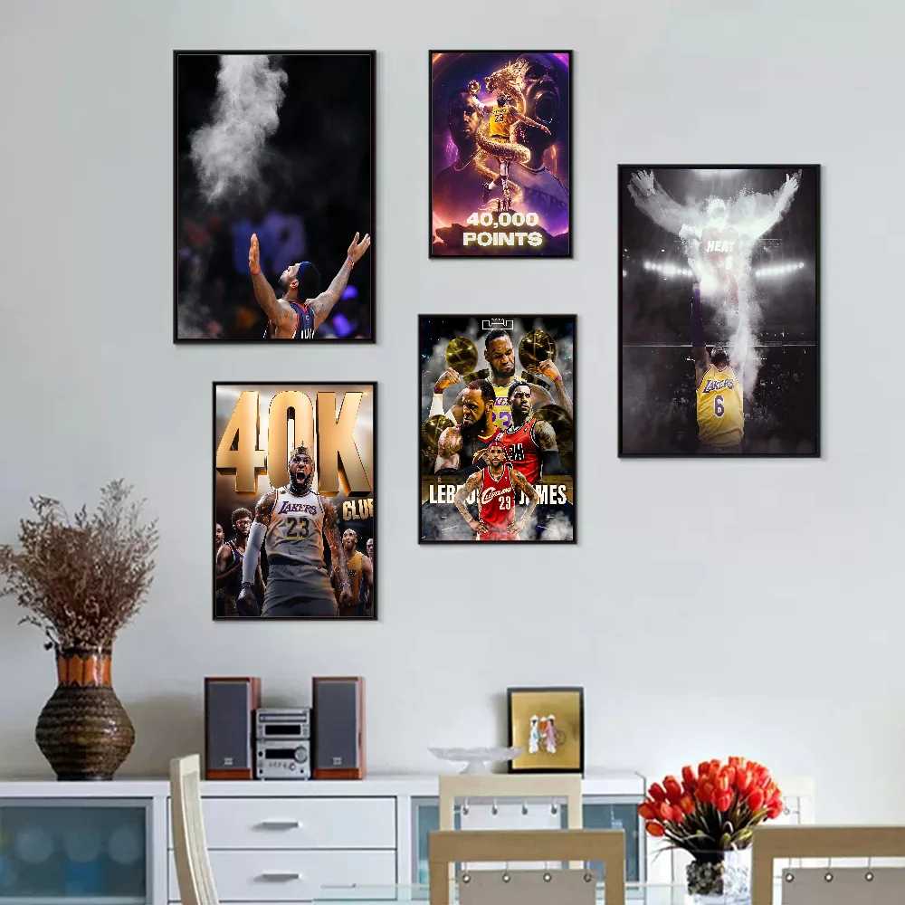 Sport L-LeBron J-James Self-adhesive Art Poster Whitepaper Prints Posters Artwork Aesthetic Art Wall Painting