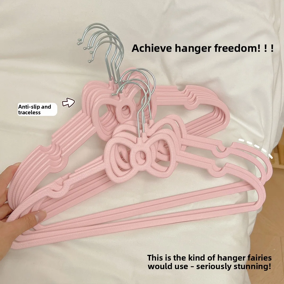

No-Trace Knot Heart-aped Anti-Slip Clothes Hanger Cute Clothes Drng Ra for Balcony Dormi Clothing Store