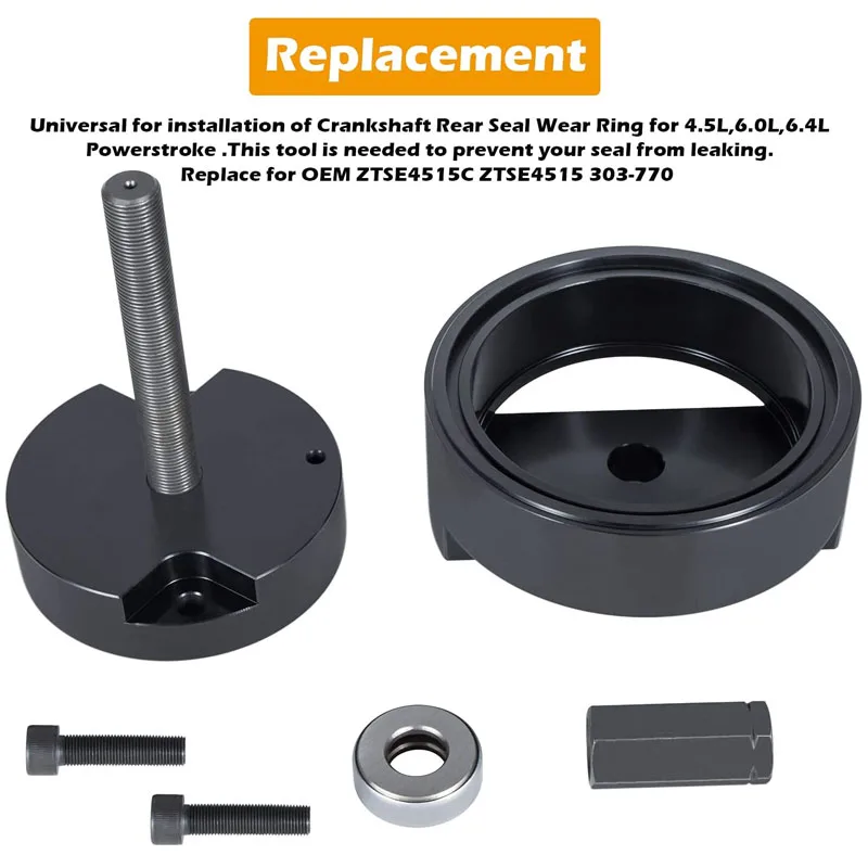 ESUYA 303-770 Crankshaft Rear Main Seal Installer Tool for Ford 4.5L, 6.0L & 6.4L Powerstroke, Rear Seal & Wear Ring Installer