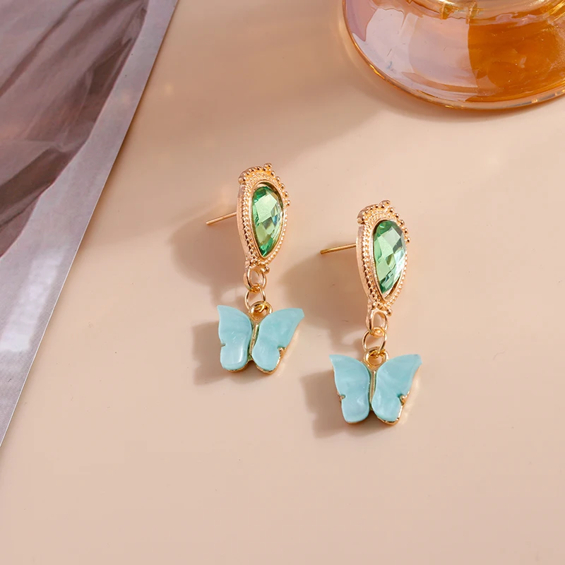 Elegante Kristall-Wassertropfen-Ohrstecker für Frauen, Niedliche Schmetterling-Hängeohrringe, Mädchen Party Festival Schmuck Geschenke – Detail 5