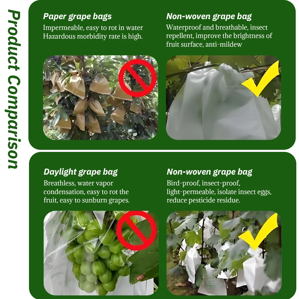 Sacs de Protection des fruits Non tissés, sacs de Protection respirants pour vergers, sacs horticoles, sacs de Protection contre les insectes et les oiseaux