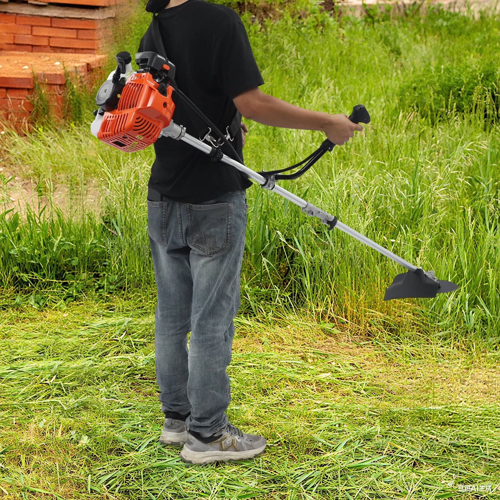 

42.7cc Gas Weed Wacker, 2-stroke Gasoline Engine Weed Trimmer, Gas Brush Cutter, Multifunction Garden Trimmer and Brush Cutter