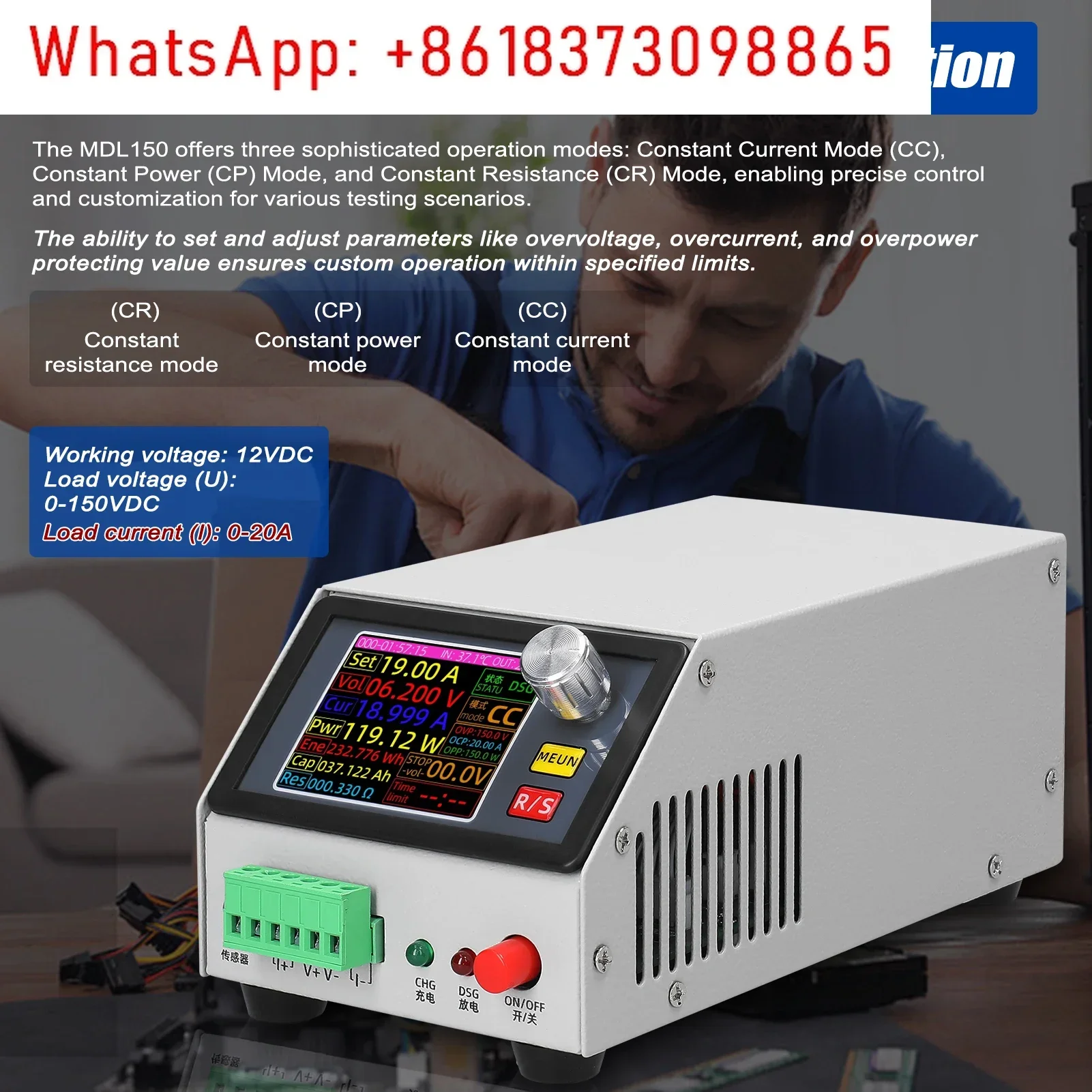 2.4inch Color Screen Electronic Load Support Constant Current/Power/Resistance Mode with Data Calibration Parameter Setting