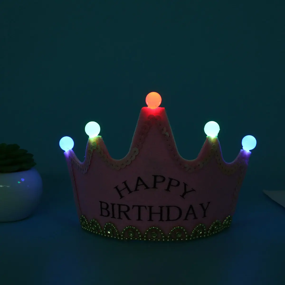 

Shiny Glowing Crown Headband Baby Kids Party Hair Hoop Non-Woven Fabric Birthday Headdress Garden Christmas Celebration Headwear