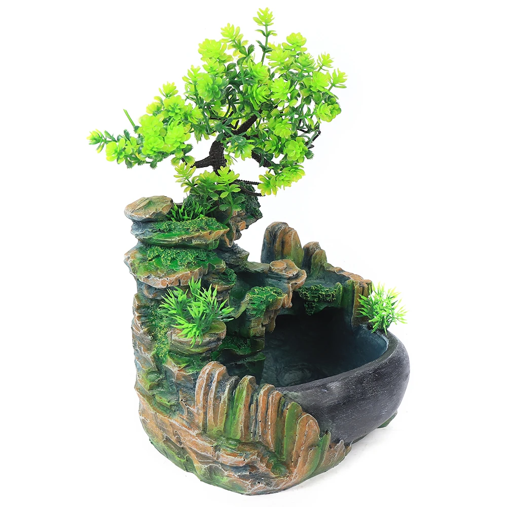 Atomizing Rockery Water Fountain Desktop Chinese Fengshui LED Lamp Waterfall