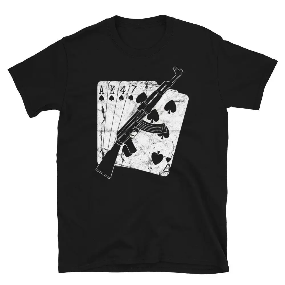 AK47 T Shirt Kalashnikov Rifle Gun Poker Player AK 47 Thug Life LiT