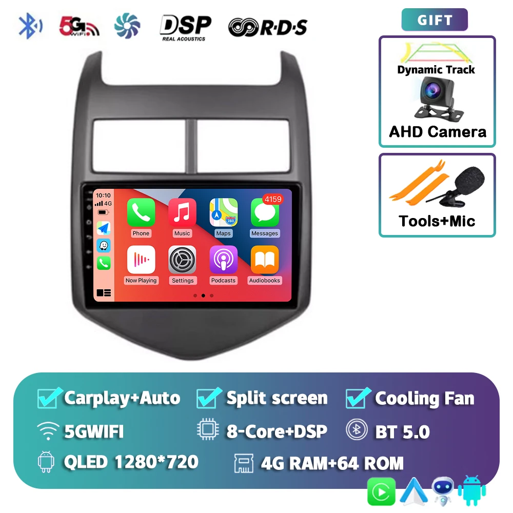 Android 15 CarPlay Auto Radio Multimedia Speler Voor Chevrolet Aveo 2 Sonic T300 2011-2015 Navigatie GPS 2din Stereo Audio