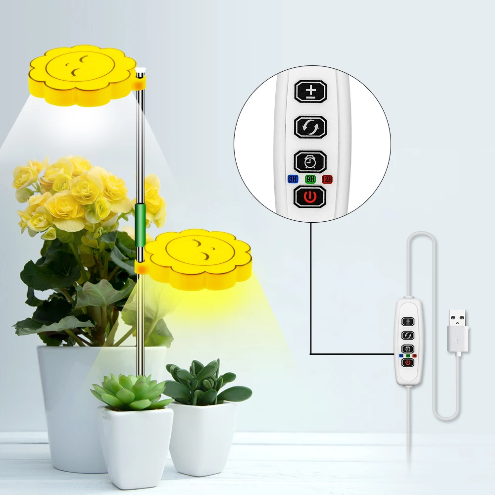 Usb 5v planta cresce luz ed crescente espectro completo para plantas de interior espectro completo planta luz 3/ 9/ 12h ligar/desligar temporizador crescer