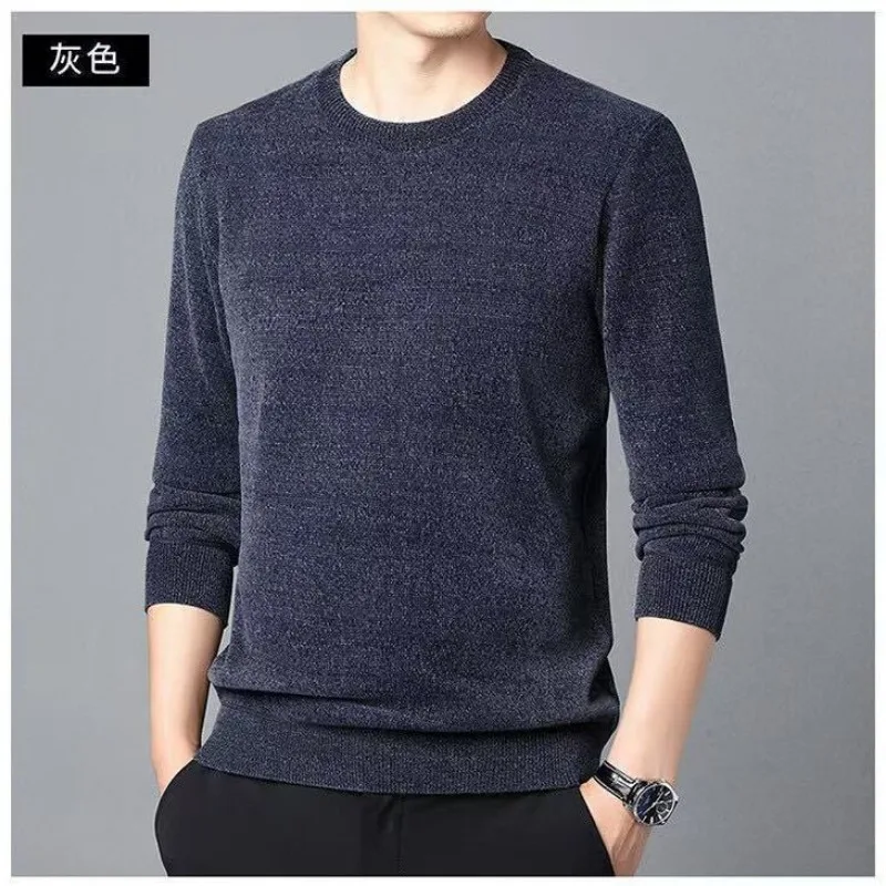 Sweater Rajut Leher Bulat Tebal Kasual Baru dengan Lapisan Tebal untuk Musim Dingin yang Sangat Hangat untuk Orang Muda dan Paruh Baya.