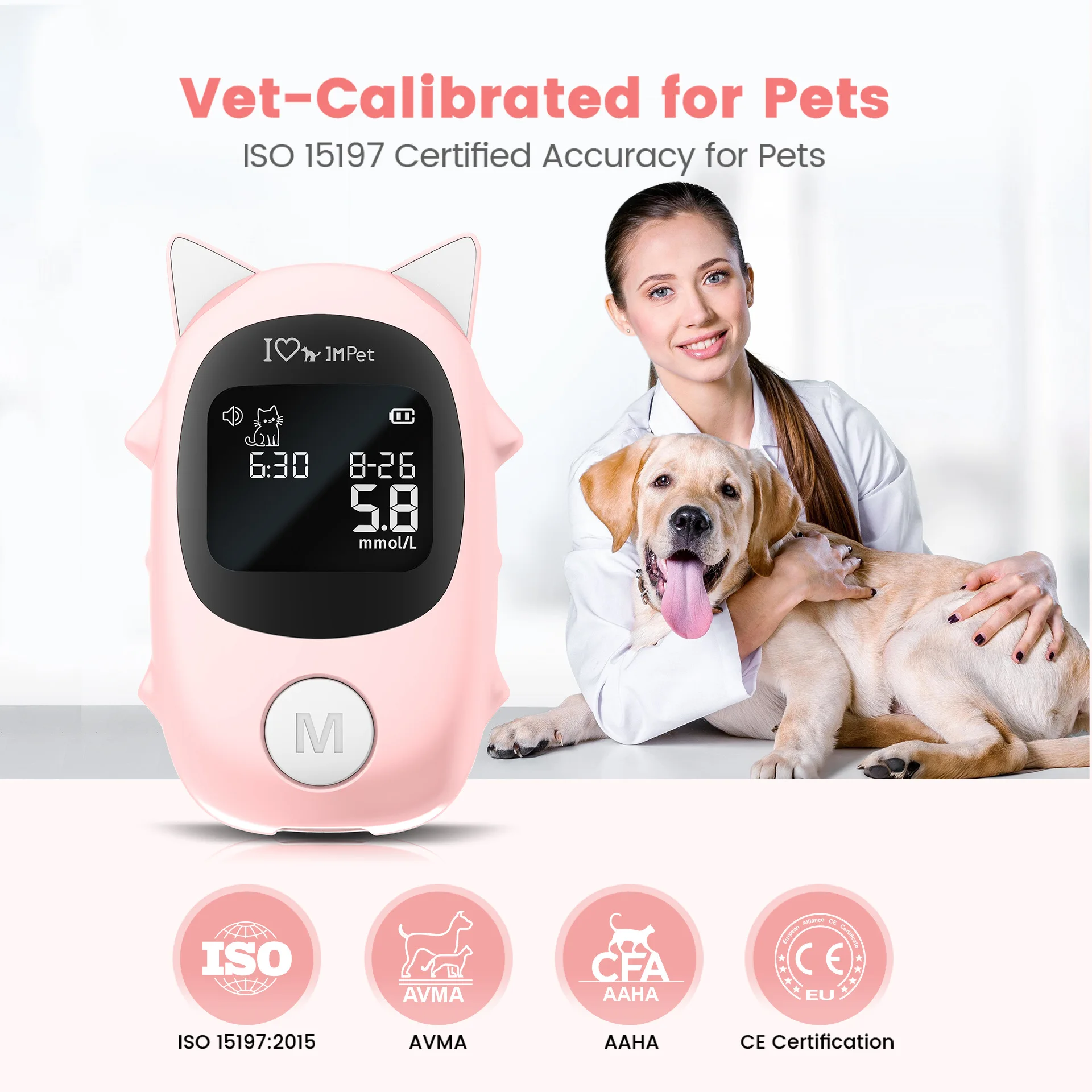 

Professional Veterinary Blood Glucose Meter for Pets Cats Dogs — Fast Accurate Animal Glucometer with Test Strips