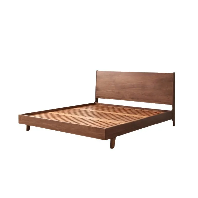 

Black walnut bed, simple modern bedroom solid wood suspended bed 1.8 meters double wedding bed 2.2 meters large bed