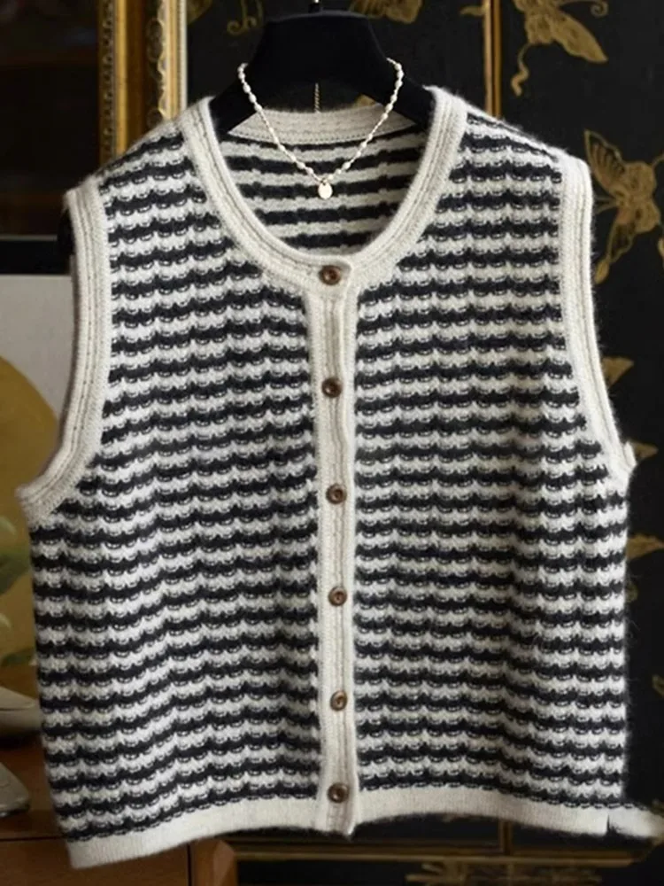 Круглый вязаный кардиган Ne Svel, жилет в полоску, повседневный маленький Fraance Sle, женский топ больших размеров для внутренней одежды