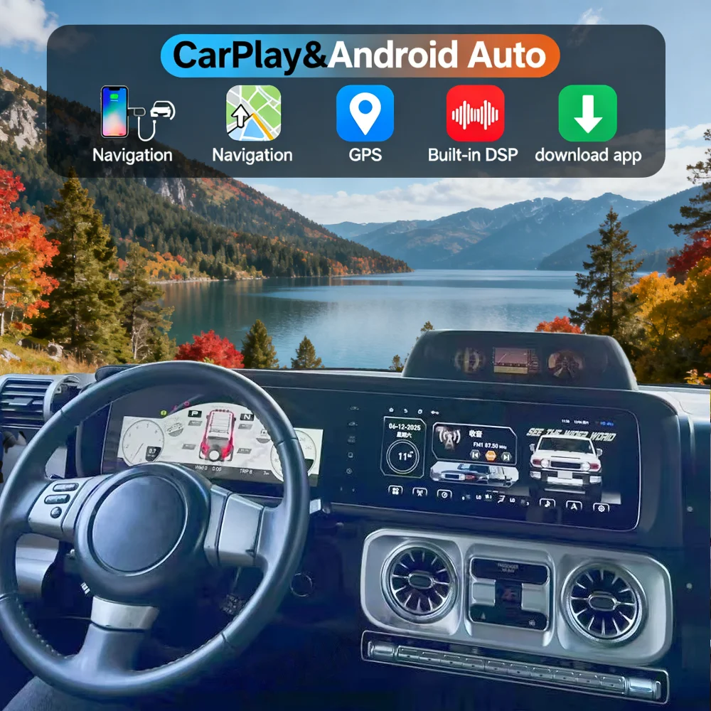 Dual 12.3 inch Screen For Toyota Land Cruiser FJ 2007-2022 Carplay GPS Navi Android Car Stereo Multimedia Radio Player Head Unit