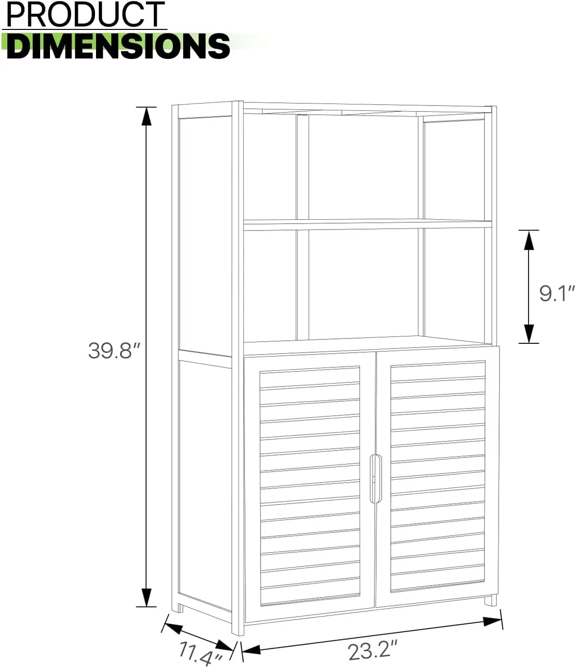 Magshion Bamboo 4-Tier Open Shelf Bookcase With Blinds Door, 23