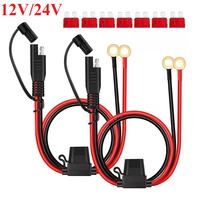 24V Car Battery Charging Fuse Seat Source Terminal To SAE 12V Female Pump Plug Truck Modification Charger Cable For Motorcycle