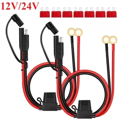 24V Car Battery Charging Fuse Seat Source Terminal To SAE 12V Female Pump Plug Truck Modification Charger Cable For Motorcycle