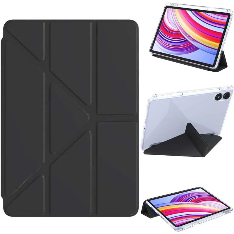 Slim PU leather flip case for Xiaomi POCO Pad Redmi Pad Pro 12.1 inch POCOPad transparent shockproof cover with pen slot holder