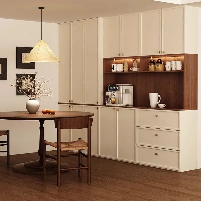 خزانة جانبية لتناول الطعام على الطراز العصور الوسطى، خزانة متكاملة على الحائط، خزانة منزلية فرنسية ذات سعة كبيرة #2